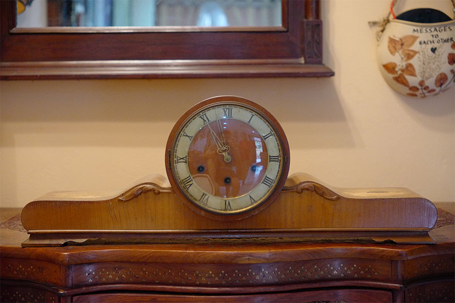 Golden Wood Mantel Clock