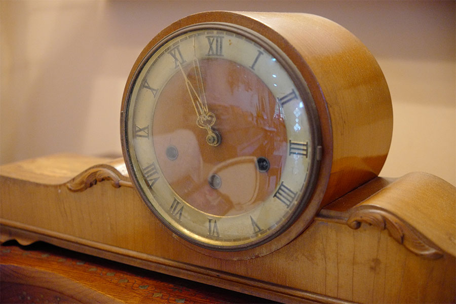 Golden Wood Mantel Clock