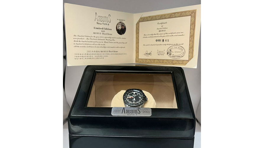 Arbutus Limited Edition 2003 AR 9919 Black Boxer Watch (Used)