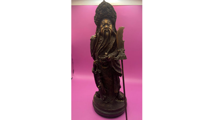 Antique Chinese Bronze Tone Guan Gong Warrior