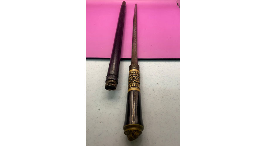 Lion Head Pommel Baton and Hidden Knife