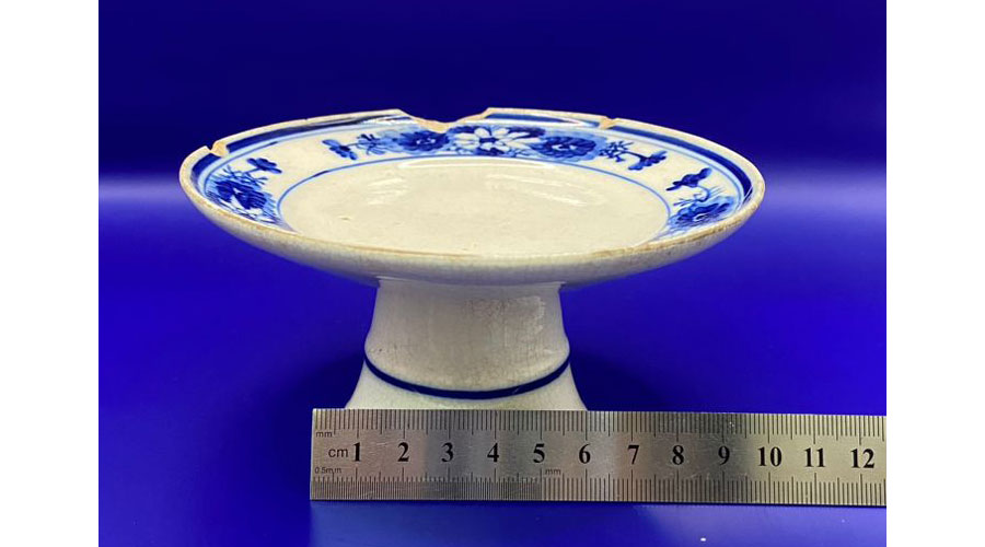 Antique Blue and White Cake Stand Plate