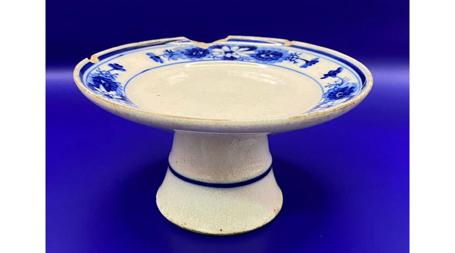 Antique Blue and White Cake Stand Plate