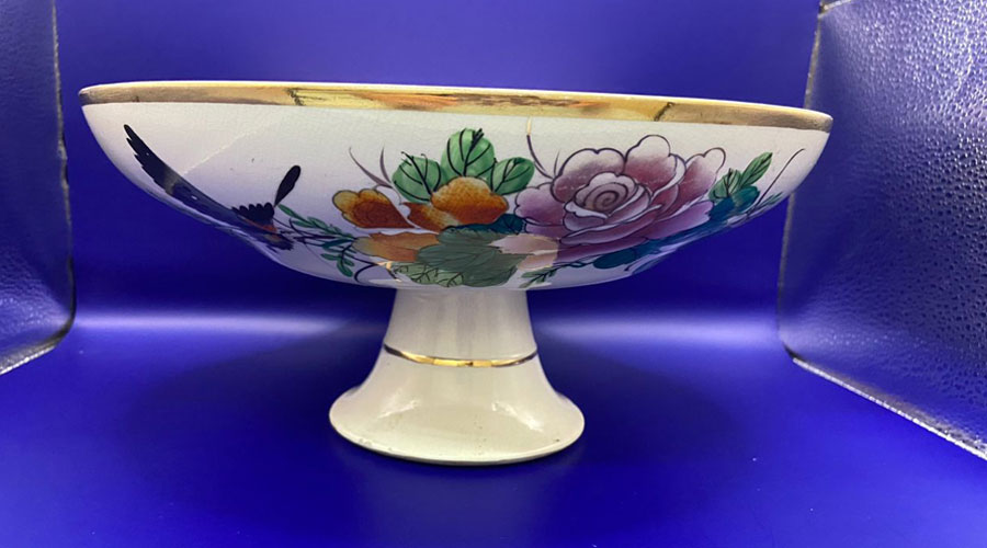 Antique Chinese Flower Stand Cake Plate