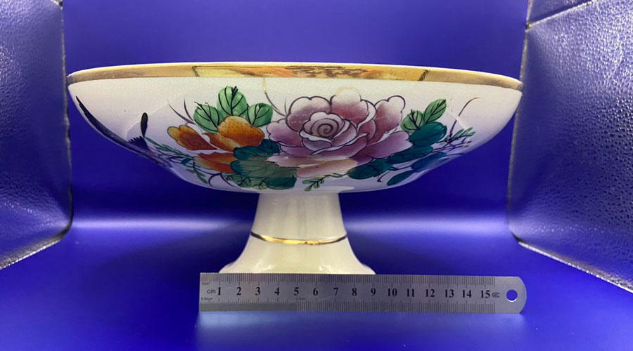 Antique Chinese Flower Stand Cake Plate