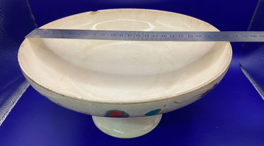 Antique Chinese Fowl Stand Cake Plate