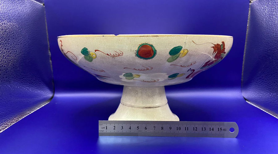 Antique Chinese Dragon Stand Cake Plate