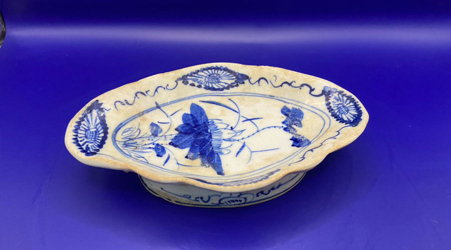 Antique Chinese White and Blue Cake Stand