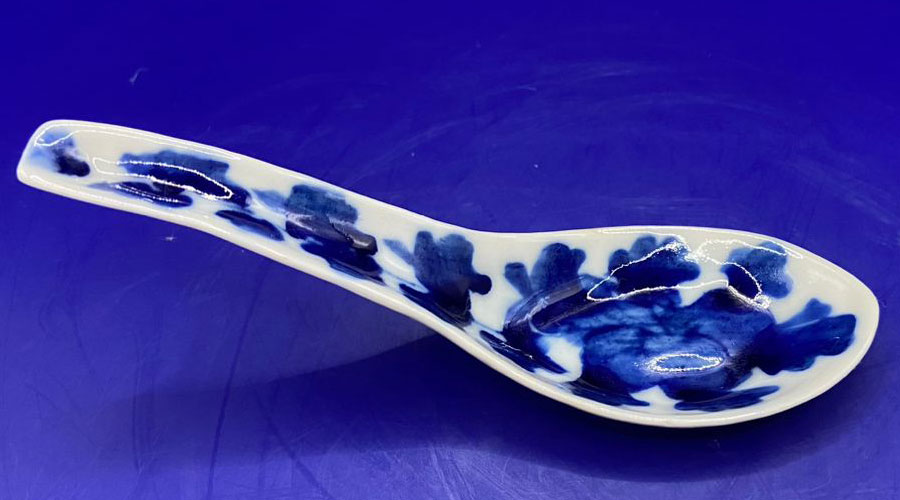 Vintage Chinese Blue White Soup Spoon
