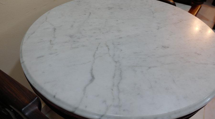 Antique Wood Marble Table and Chairs